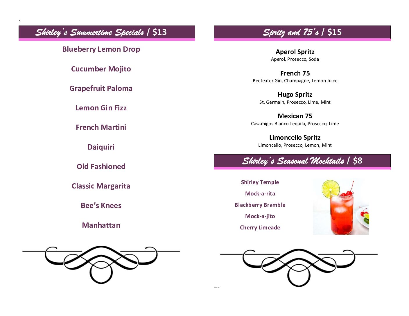 SPB Menu 2025 - Summer 2025